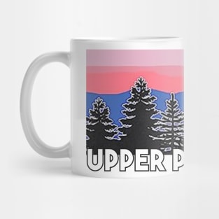 Yooper Life Upper Peninsula Blush Pine Tree Sunset Mug